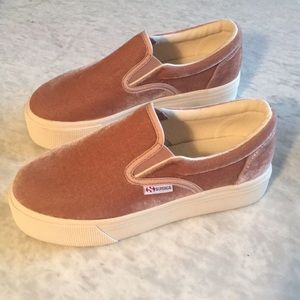 superga 2314 velvet platform slip on sneakers